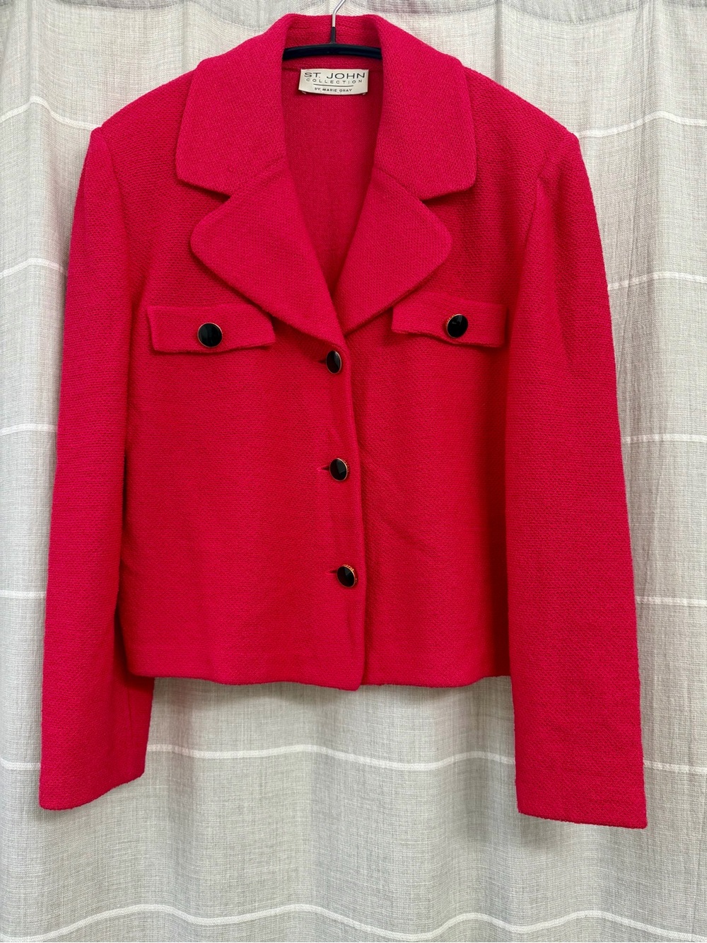 Vintage St. John Collection Marie Gray Hot Pink Santana Knit Blazer